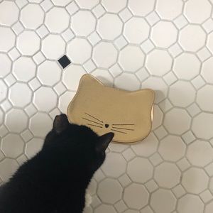 Golden Cat Clutch / Makeup Bag